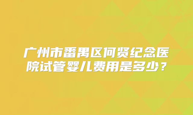 广州市番禺区何贤纪念医院试管婴儿费用是多少？