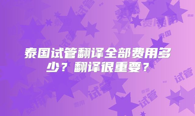 泰国试管翻译全部费用多少？翻译很重要？