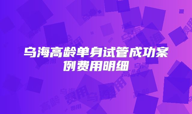 乌海高龄单身试管成功案例费用明细