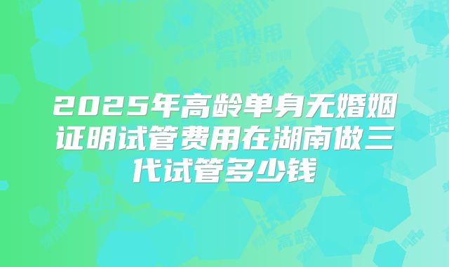 2025年高龄单身无婚姻证明试管费用在湖南做三代试管多少钱