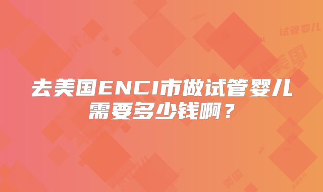 去美国ENCI市做试管婴儿需要多少钱啊？