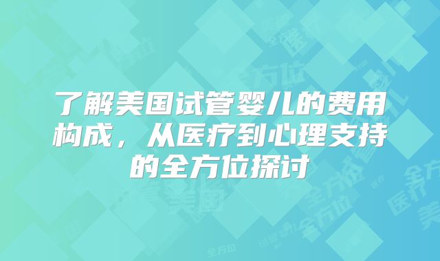 了解美国试管婴儿的费用构成，从医疗到心理支持的全方位探讨