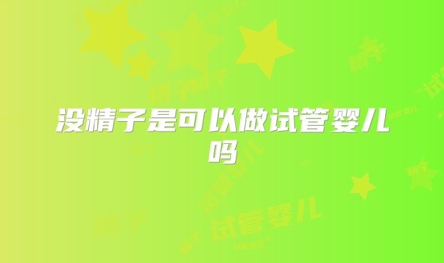 没精子是可以做试管婴儿吗