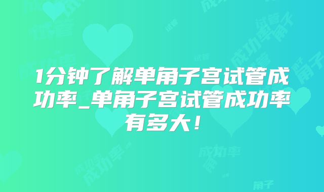 1分钟了解单角子宫试管成功率_单角子宫试管成功率有多大!
