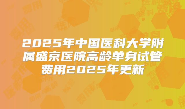 2025年中国医科大学附属盛京医院高龄单身试管费用2025年更新