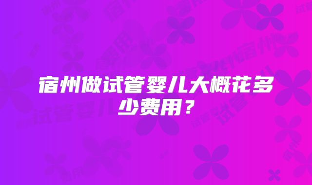 宿州做试管婴儿大概花多少费用？