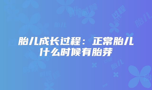 胎儿成长过程：正常胎儿什么时候有胎芽