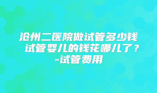 沧州二医院做试管多少钱 试管婴儿的钱花哪儿了？-试管费用