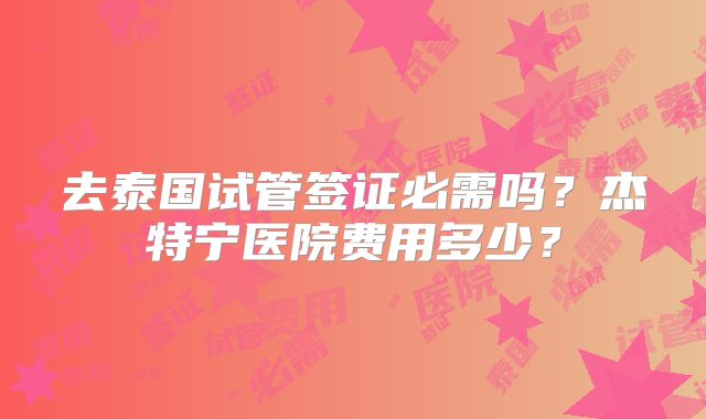 去泰国试管签证必需吗？杰特宁医院费用多少？