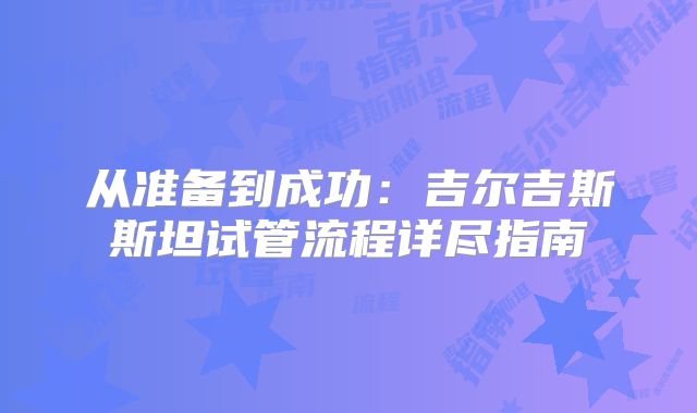 从准备到成功：吉尔吉斯斯坦试管流程详尽指南