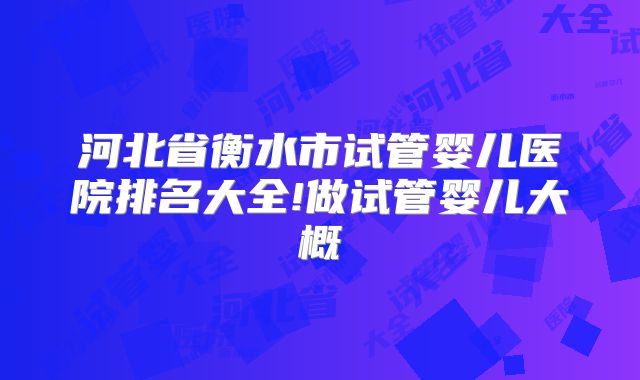 河北省衡水市试管婴儿医院排名大全!做试管婴儿大概