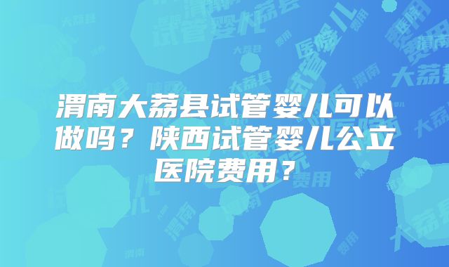 渭南大荔县试管婴儿可以做吗？陕西试管婴儿公立医院费用？