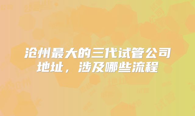 沧州最大的三代试管公司地址，涉及哪些流程