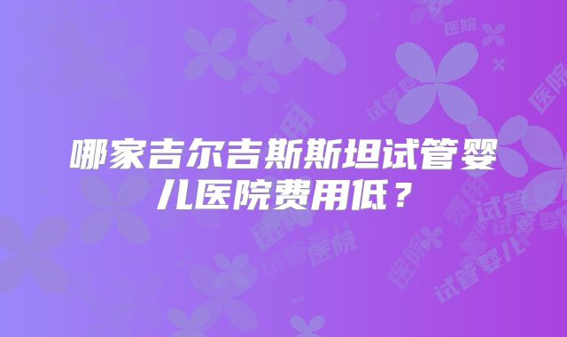 哪家吉尔吉斯斯坦试管婴儿医院费用低？