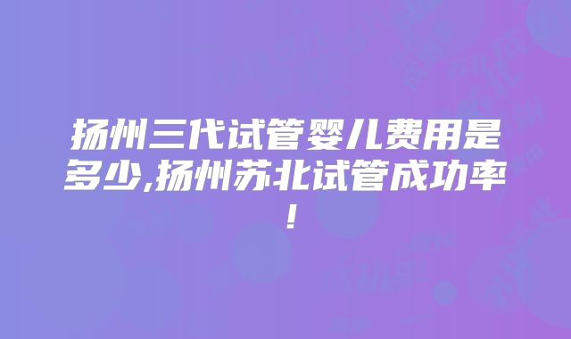 扬州三代试管婴儿费用是多少,扬州苏北试管成功率！