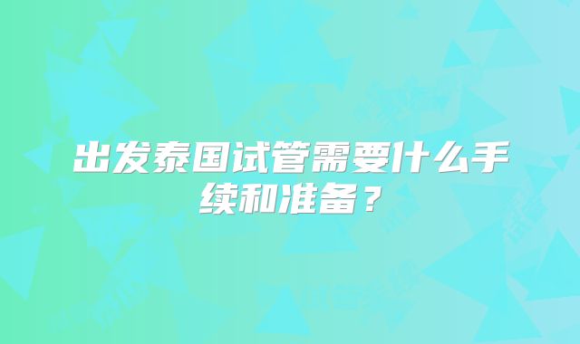 出发泰国试管需要什么手续和准备？