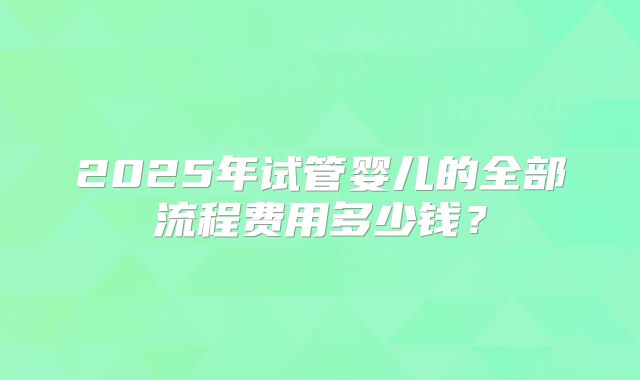 2025年试管婴儿的全部流程费用多少钱？