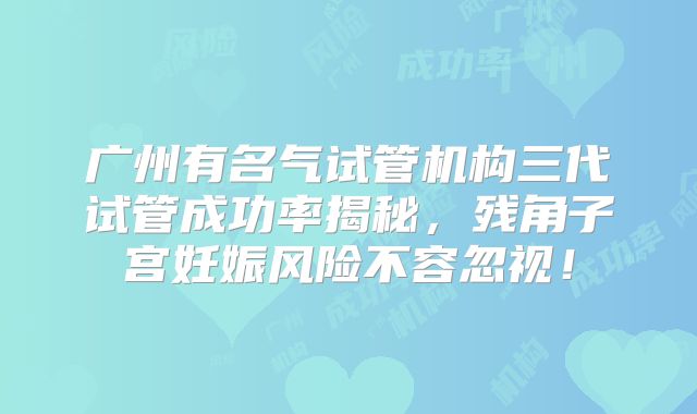 广州有名气试管机构三代试管成功率揭秘，残角子宫妊娠风险不容忽视！