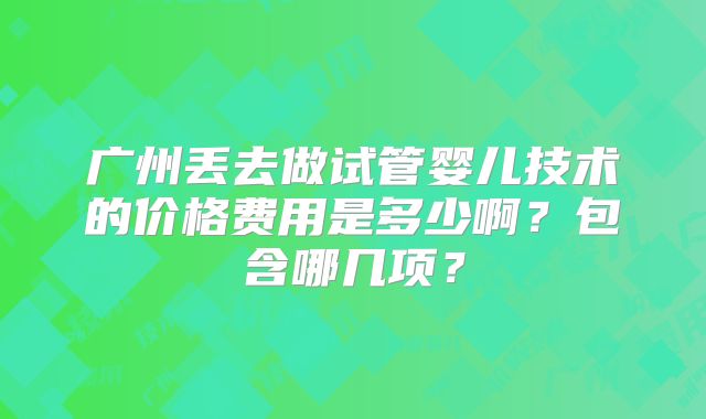 广州丢去做试管婴儿技术的价格费用是多少啊？包含哪几项？