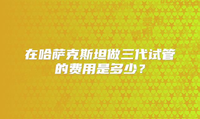 在哈萨克斯坦做三代试管的费用是多少？