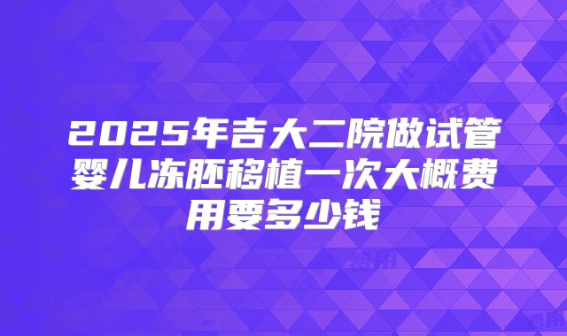 2025年吉大二院做试管婴儿冻胚移植一次大概费用要多少钱