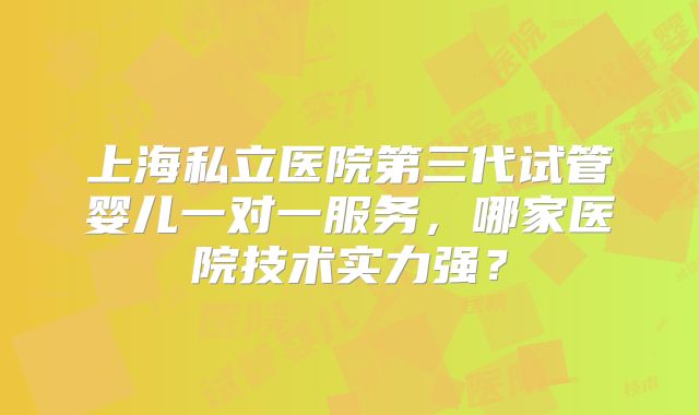 上海私立医院第三代试管婴儿一对一服务，哪家医院技术实力强？