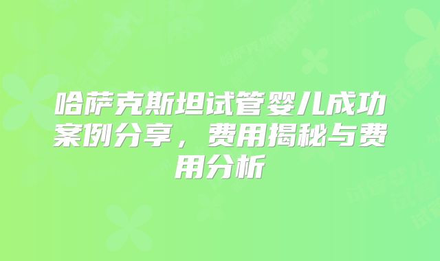 哈萨克斯坦试管婴儿成功案例分享，费用揭秘与费用分析