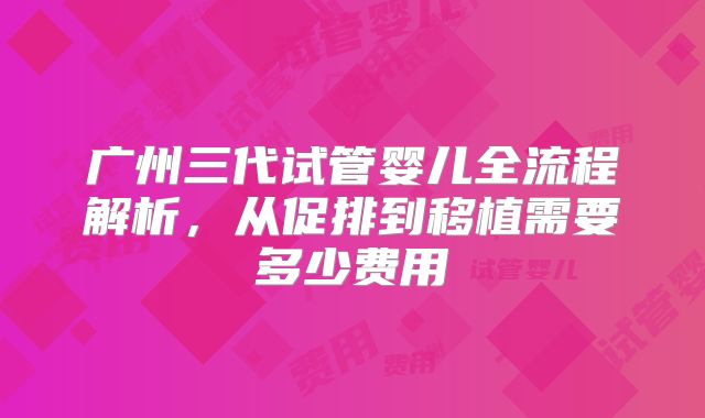广州三代试管婴儿全流程解析，从促排到移植需要多少费用