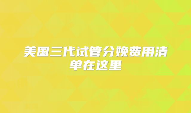 美国三代试管分娩费用清单在这里
