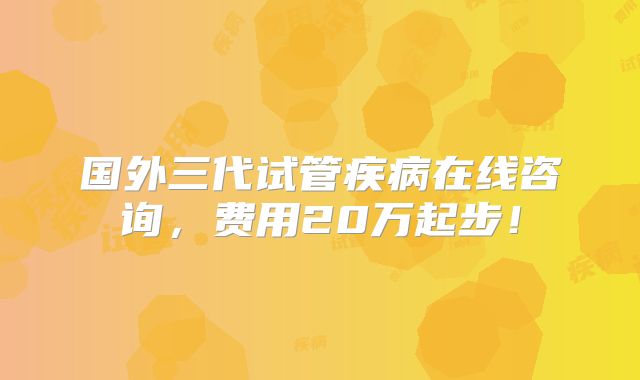 国外三代试管疾病在线咨询,费用20万起步!