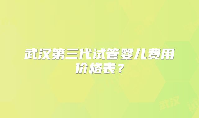 武汉第三代试管婴儿费用价格表？