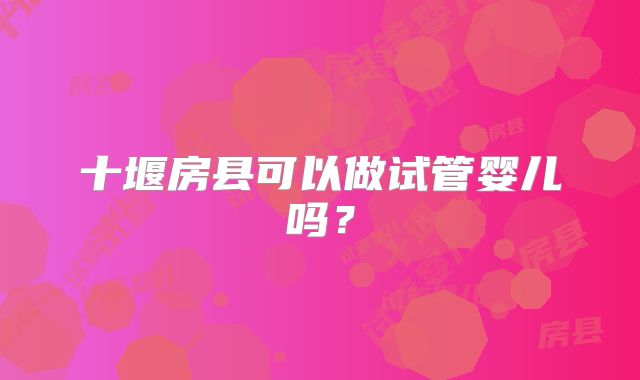 十堰房县可以做试管婴儿吗？