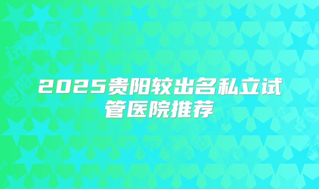 2025贵阳较出名私立试管医院推荐