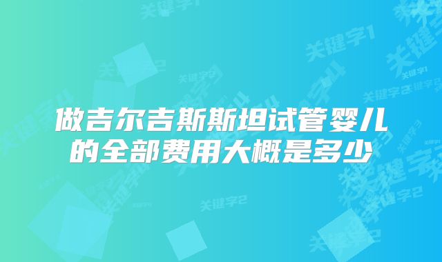 做吉尔吉斯斯坦试管婴儿的全部费用大概是多少