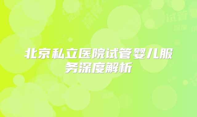 北京私立医院试管婴儿服务深度解析