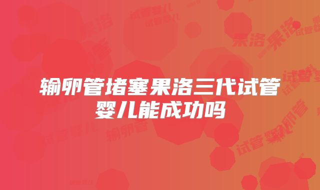 输卵管堵塞果洛三代试管婴儿能成功吗