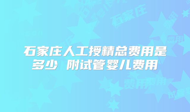 石家庄人工授精总费用是多少 附试管婴儿费用