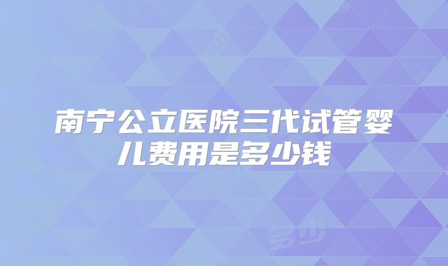 南宁公立医院三代试管婴儿费用是多少钱