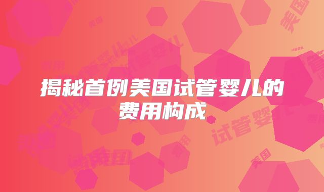 揭秘首例美国试管婴儿的费用构成