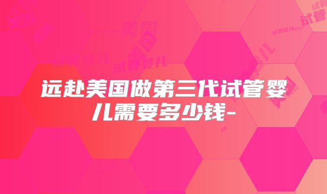 远赴美国做第三代试管婴儿需要多少钱-