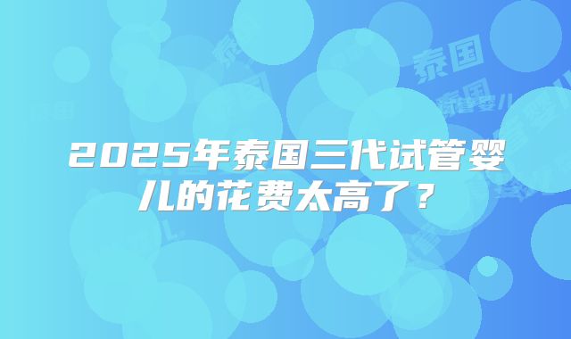 2025年泰国三代试管婴儿的花费太高了?
