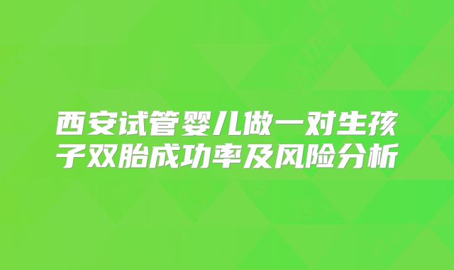 西安试管婴儿做一对生孩子双胎成功率及风险分析
