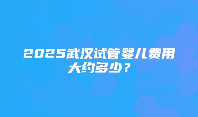 2025武汉试管婴儿费用大约多少？