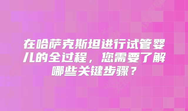 在哈萨克斯坦进行试管婴儿的全过程，您需要了解哪些关键步骤？