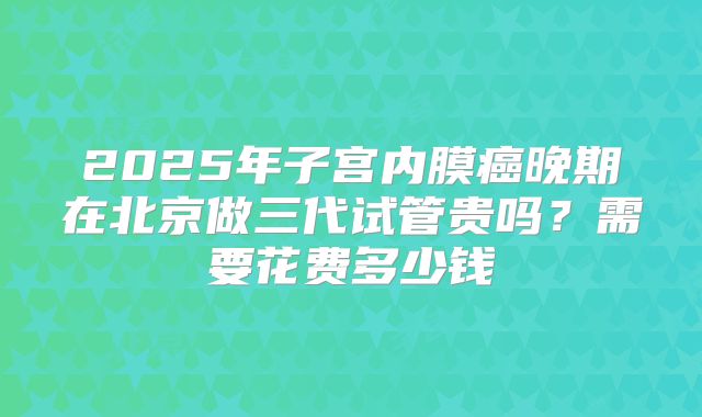 2025年子宫内膜癌晚期在北京做三代试管贵吗？需要花费多少钱