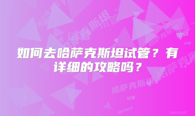 如何去哈萨克斯坦试管？有详细的攻略吗？