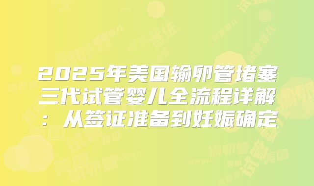 2025年美国输卵管堵塞三代试管婴儿全流程详解：从签证准备到妊娠确定