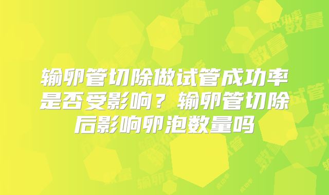 输卵管切除做试管成功率是否受影响？输卵管切除后影响卵泡数量吗