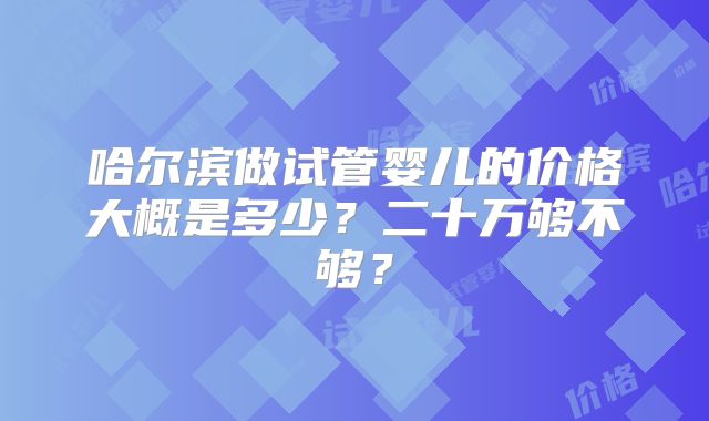 哈尔滨做试管婴儿的价格大概是多少？二十万够不够？