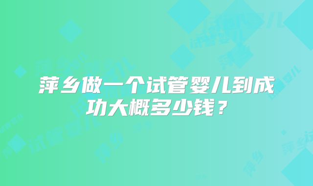 萍乡做一个试管婴儿到成功大概多少钱？